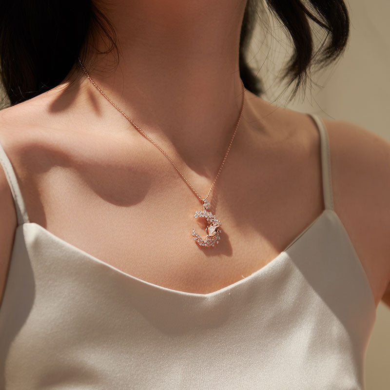Golston Star & Moon 18K Gold Shaped Diamond Necklace