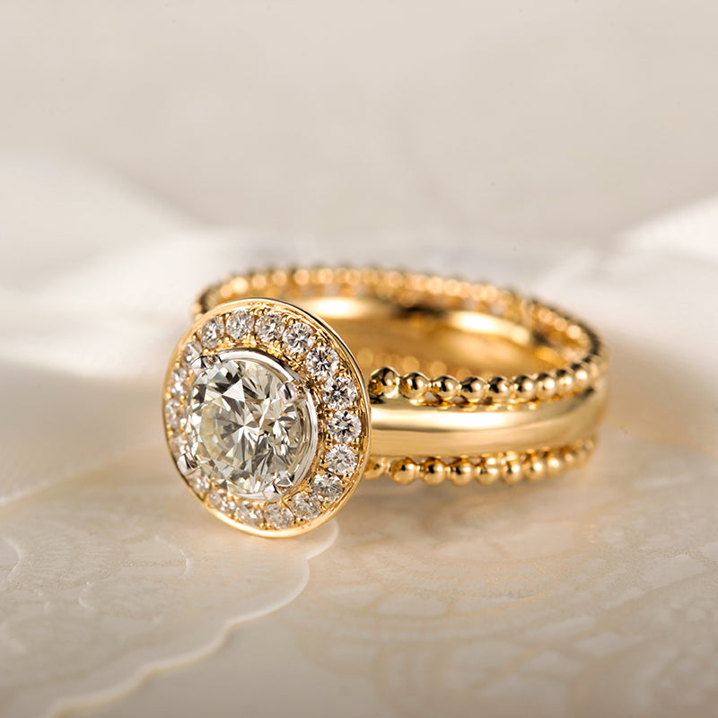 Golston Wedding™ White Fox18K Gold Diamond Ring*Queen