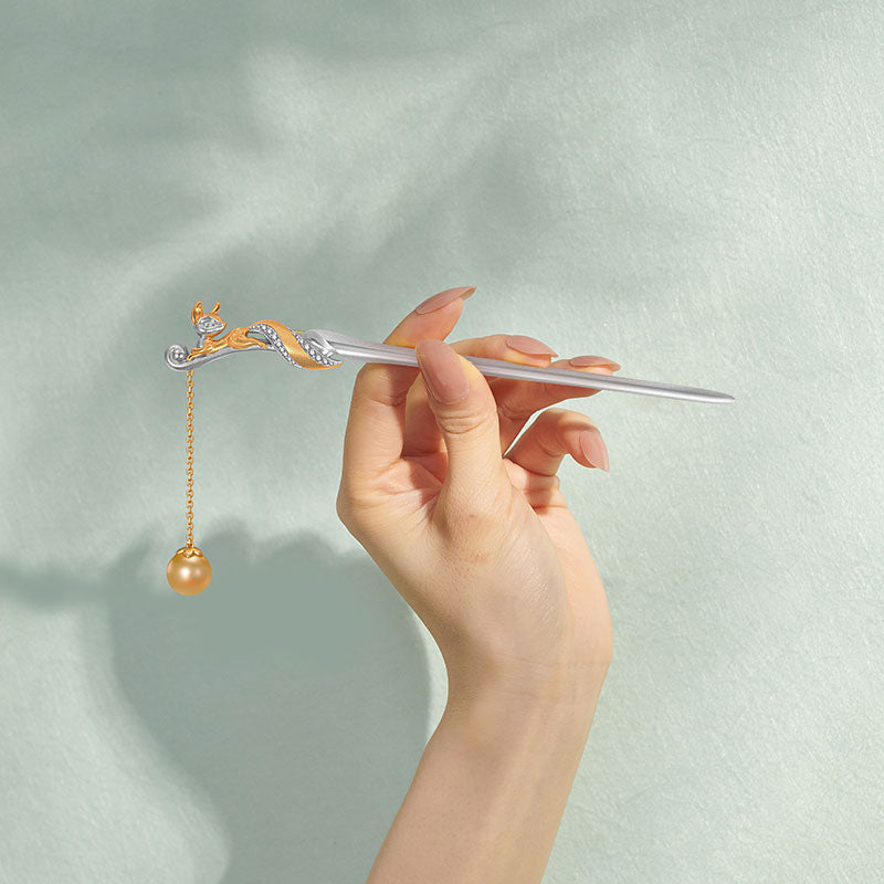 At The First Hair Pin ™ Silver Metalic Traditional Oriental Accessories