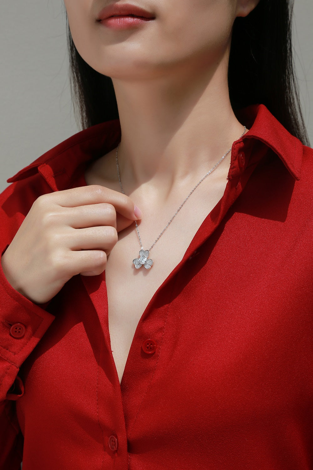 Golston™ 1ct Clover Mosan Diamond Necklace, 16-18inches Chain Adjustable*