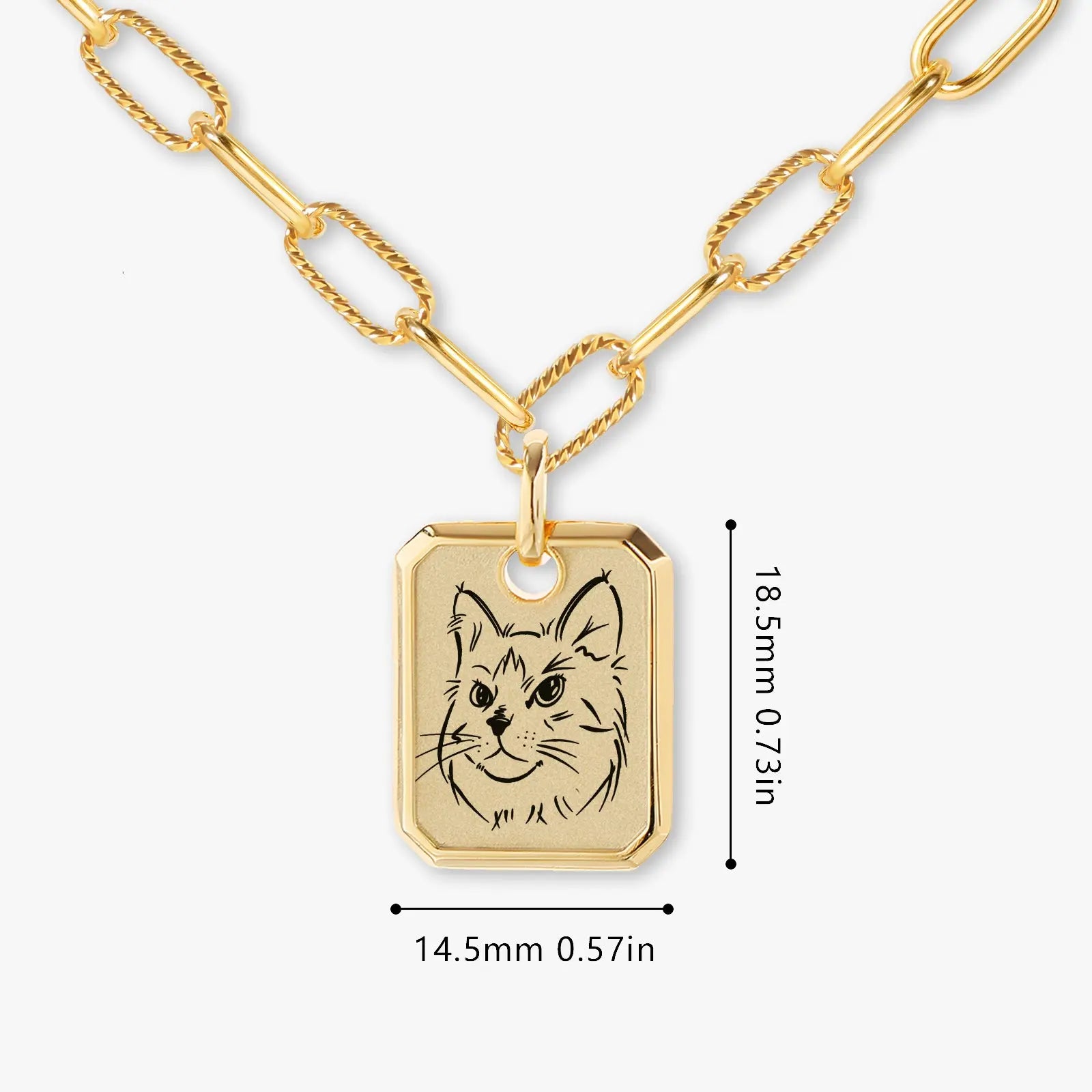 18k Gold Plated Sterling Sliver Custom Pet Portrait Pendant Necklace| Thick Chain | Birthstone Charms