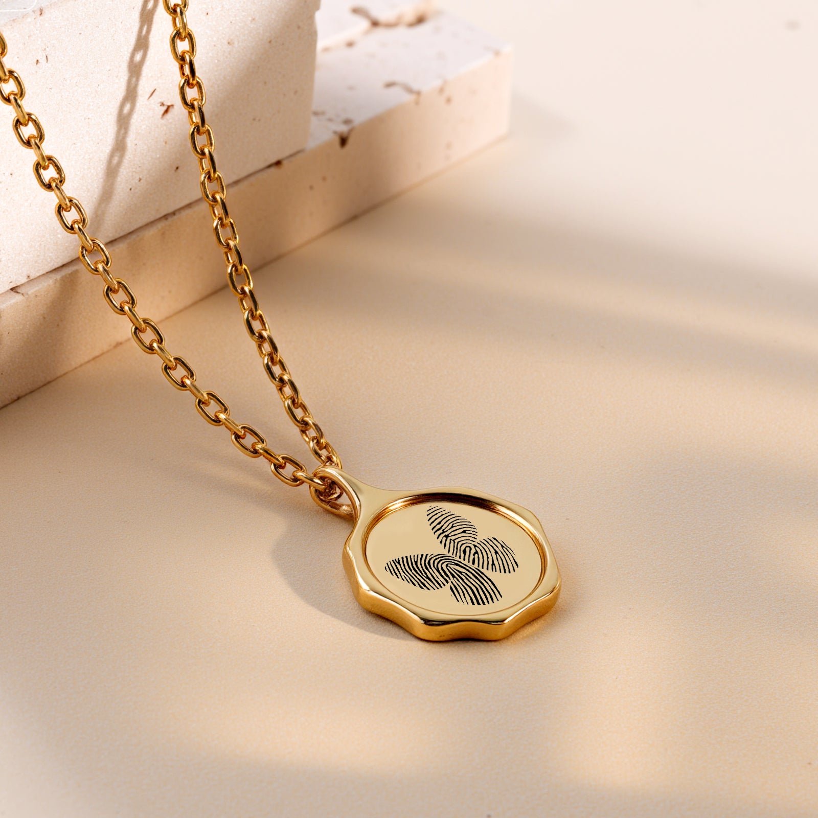 18k Gold plated Sterling Sliver Classic Fingerprint Necklace | Two Fingerprint Butterfly