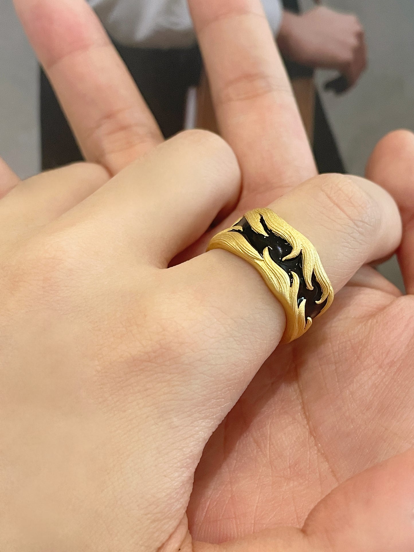Man ring White Fox Naruto's Fox couple ring Adjustable s925 ring Enamel