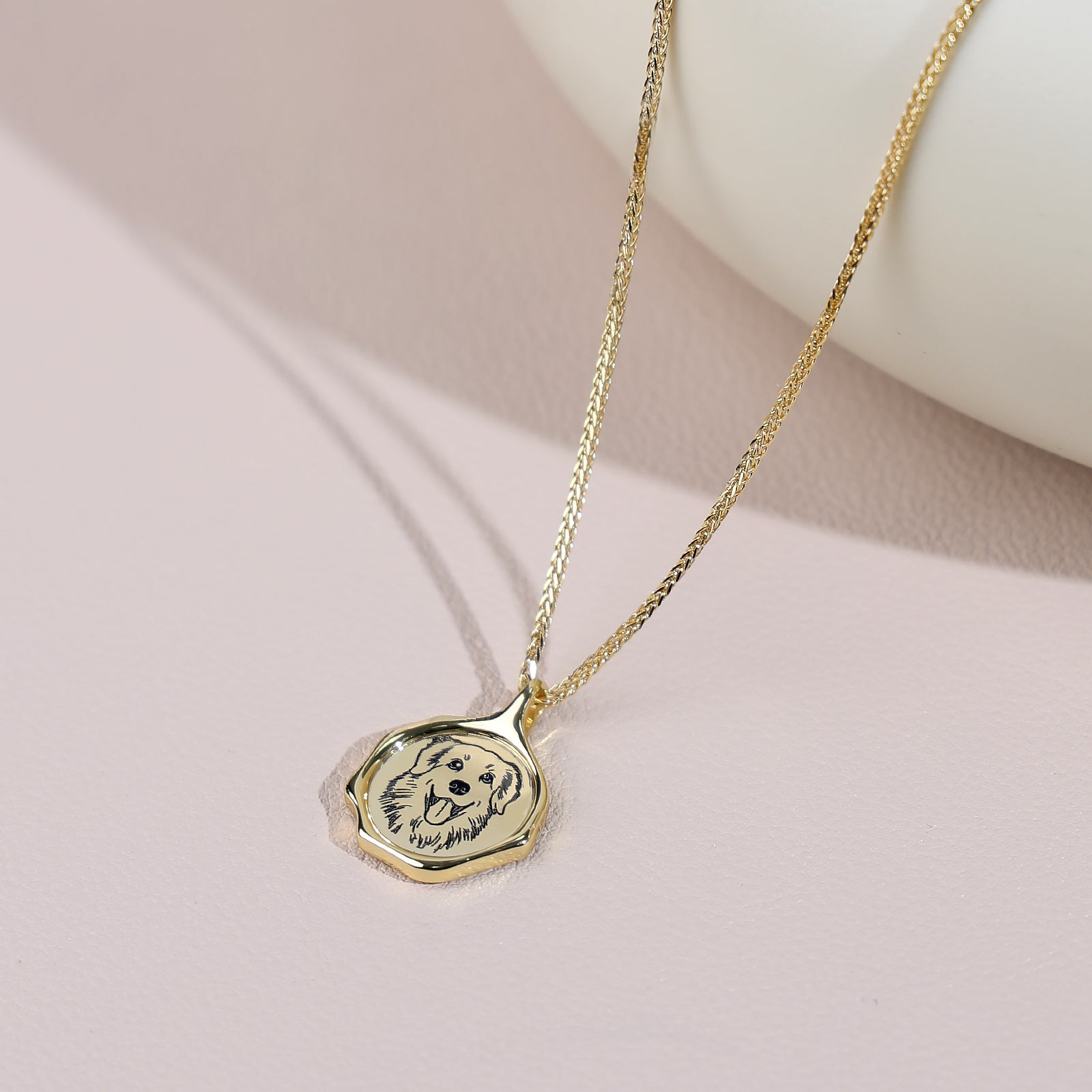 18k Gold Plated Sterling Sliver Custom Pet Portrait  Necklace | Birthstone Charms