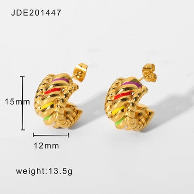 Golston Alloy Woven Colorful Beseting Earrings