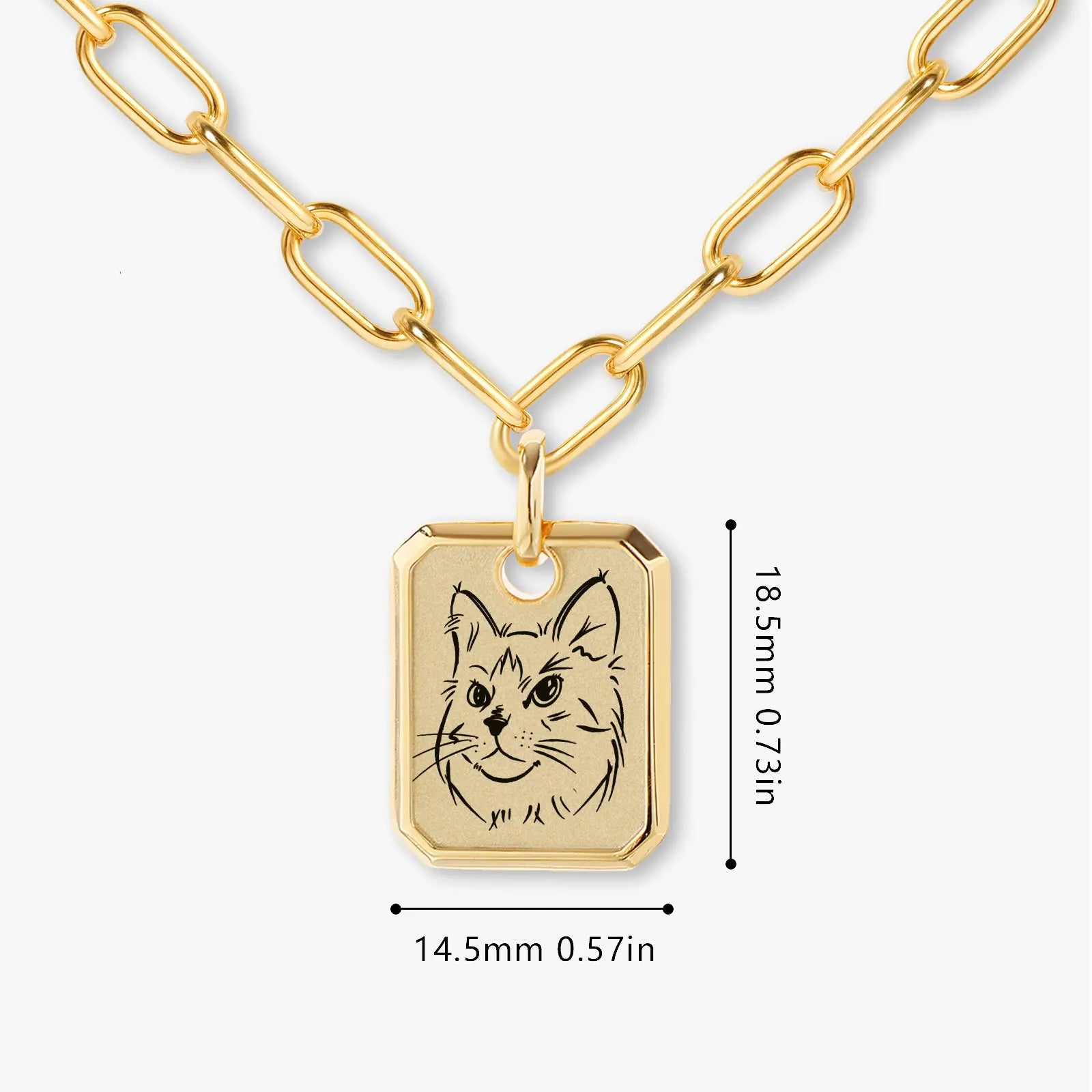 18k Gold Plated Sterling Sliver Custom Pet Portrait Pendant Necklace | Thick Chain | Birthstone Charms