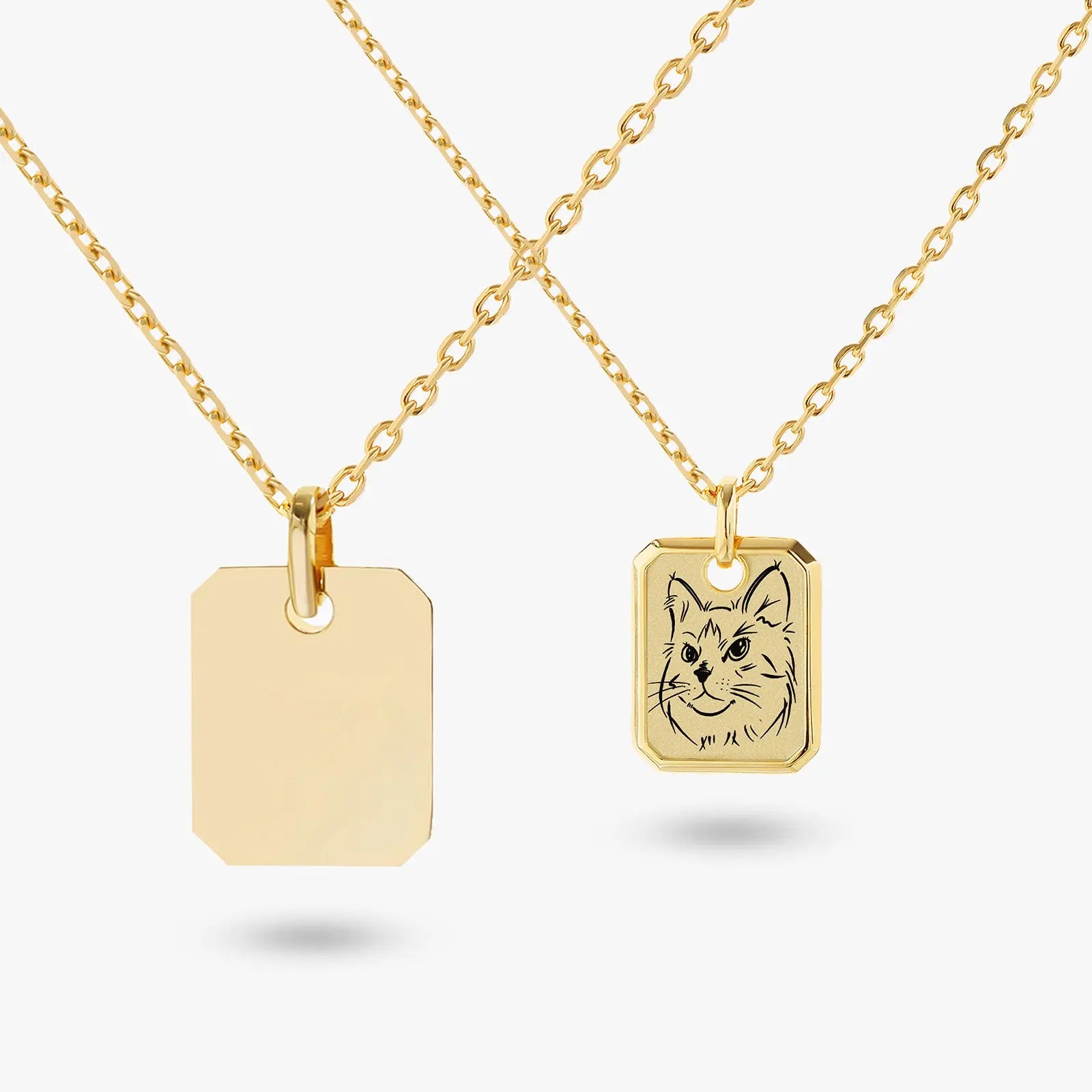 18k Gold Plated Sterling Sliver Custom Pet Portrait Pendant Necklace | Diamond Chain | Birthstone Charms