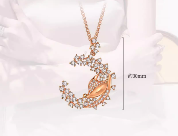 Golston Star & Moon 18K Gold Shaped Diamond Necklace