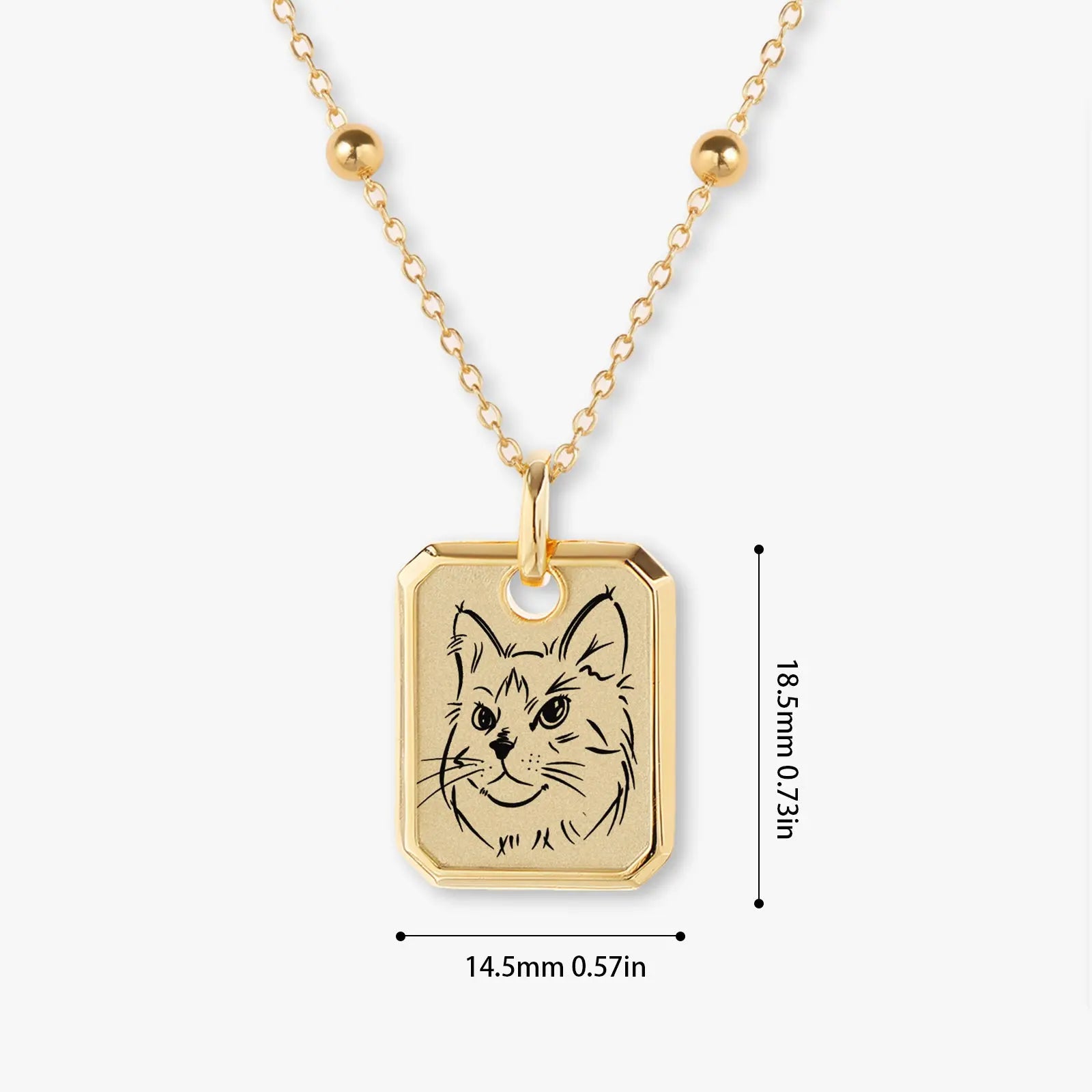 18k Gold Plated Sterling Sliver Custom Pet Portrait Pendant Necklace | Bobble Chain | Birthstone Charms