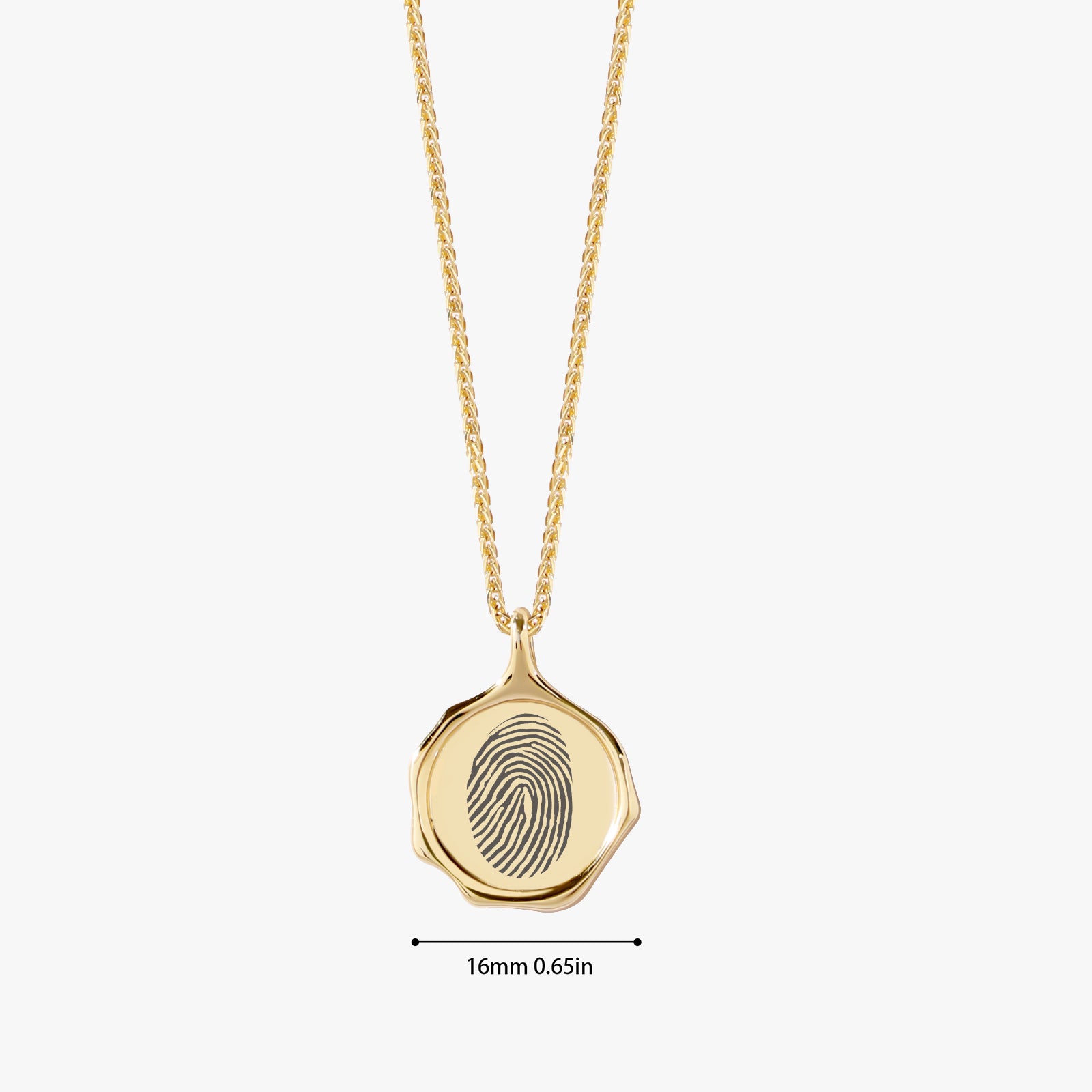 18k Gold plated Sterling Sliver Classic Fingerprint Necklace | One Fingerprint