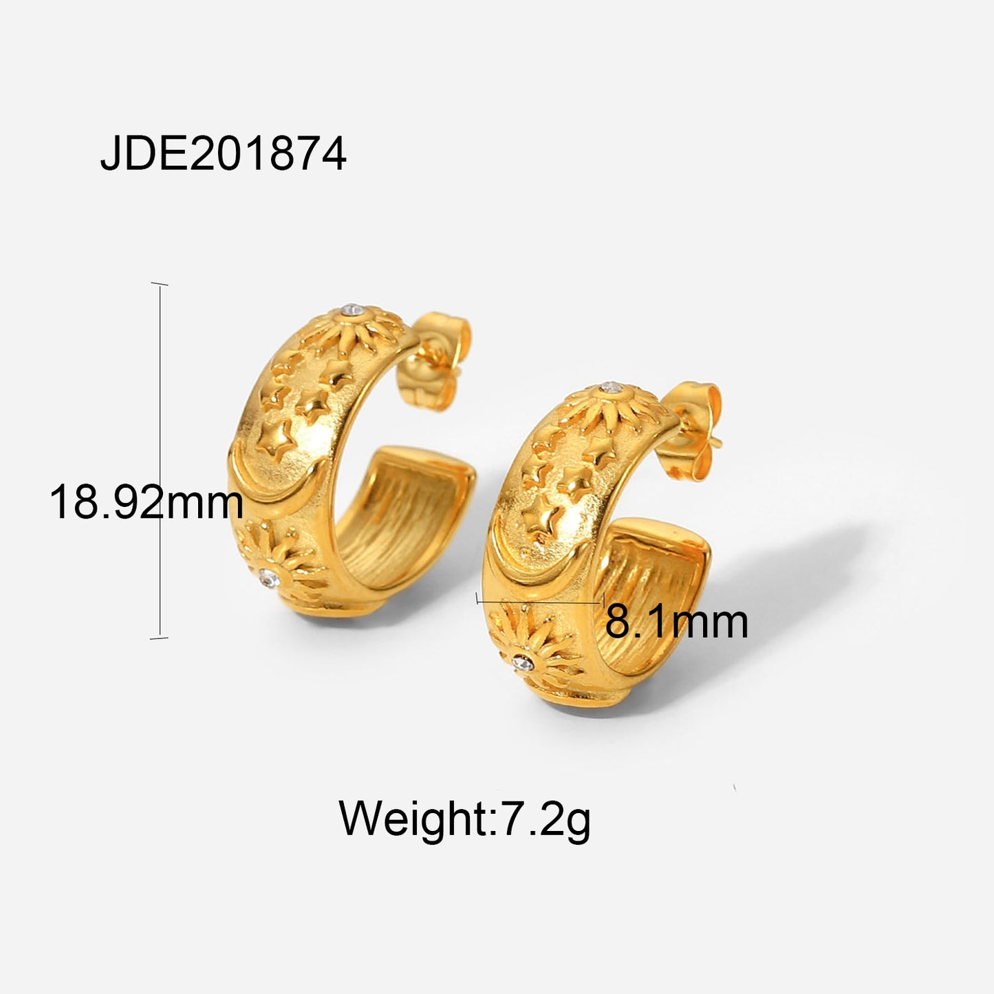 Golston Alloy Sun & Star Hook Earrings