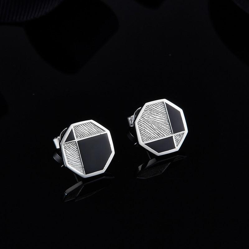 Silvery Octagon Mosaic Studs