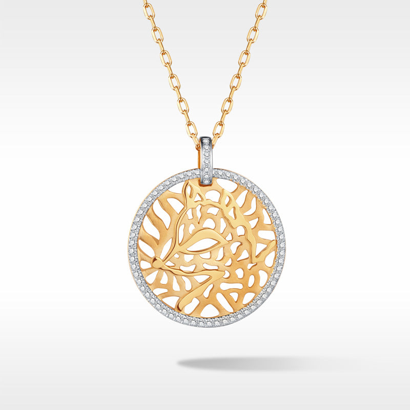 Golston Milan™ 18K Yellow Gold Hollow Fox Diamond Border Necklace