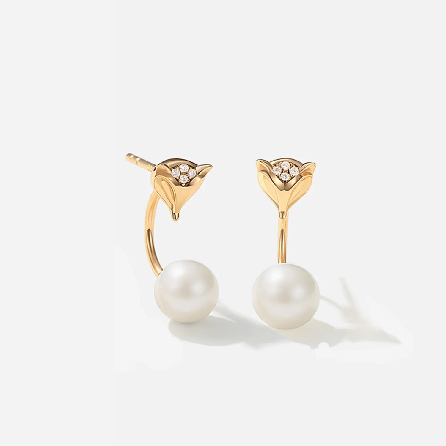 Cunning Muse Fox 18K Gold Plated Sterling Silver Natural Freshwater Pearl Hoop Earrings