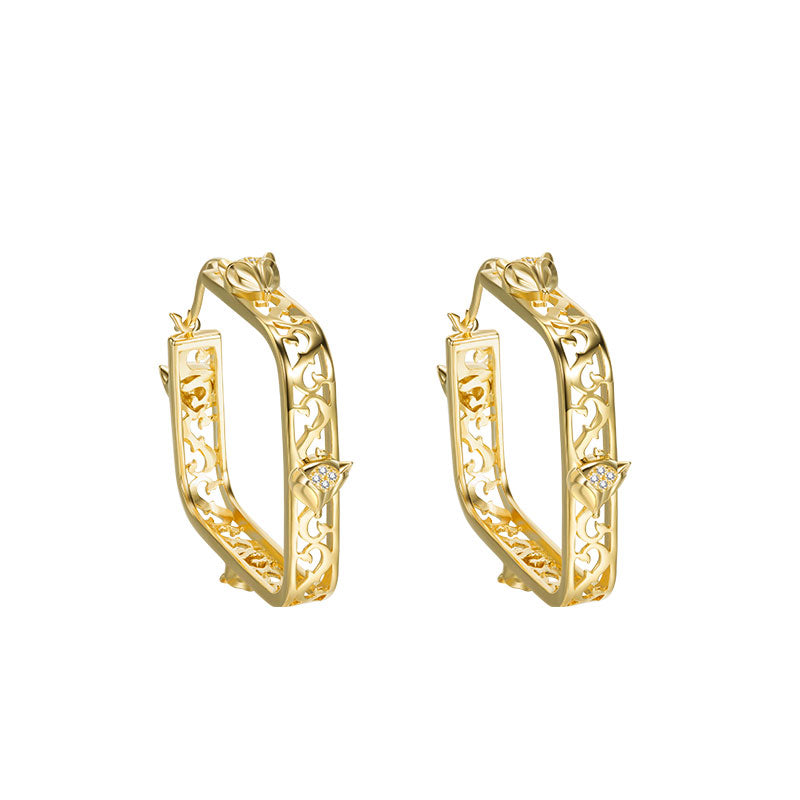 Cunning Muse 14K Vermeil S925 Sterling Silver Hook Earings ENGRAVING
