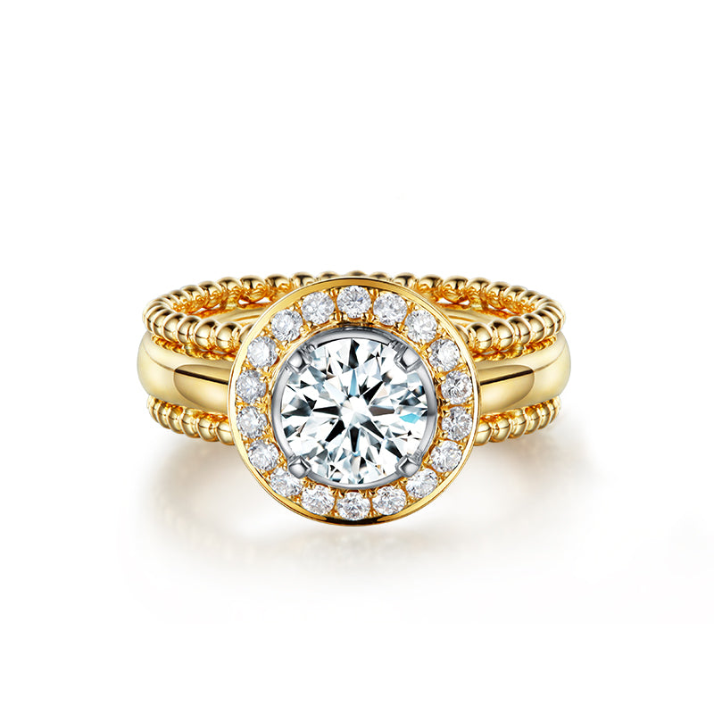 Golston Wedding™ White Fox18K Gold Diamond Ring*Queen