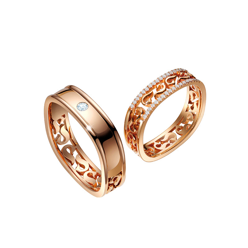Golston Wedding™ Diamond 18K Gold Couple Rings *Mark