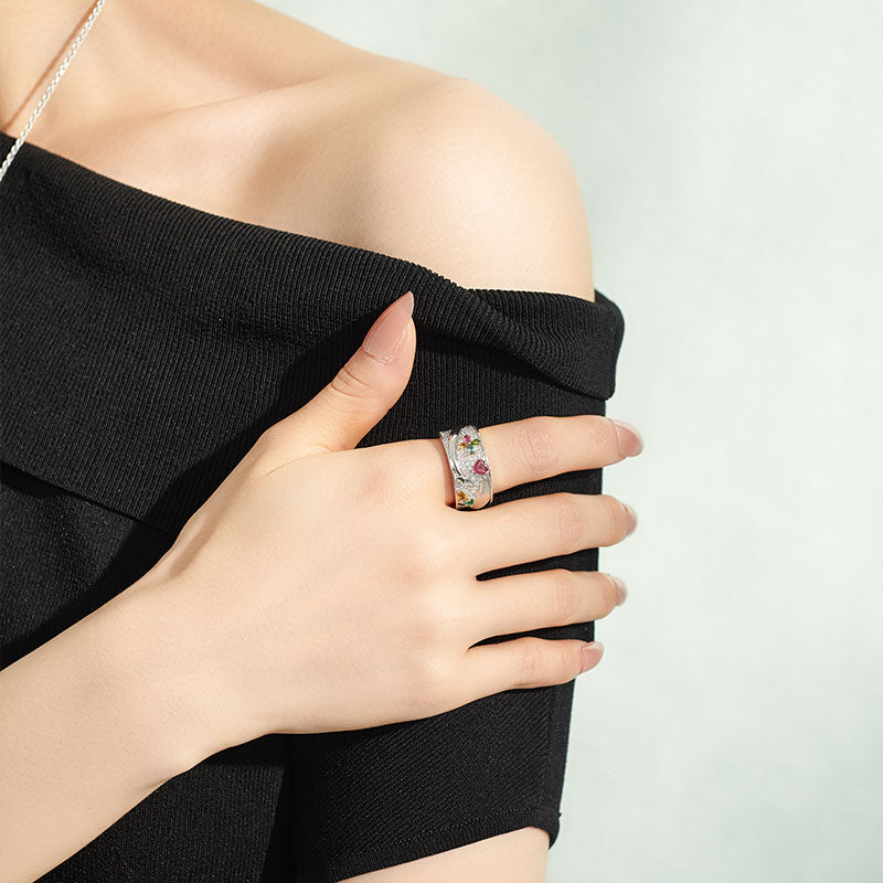 Golston Luxury™ 18K  Gold Natural Crystal Diamond Ring