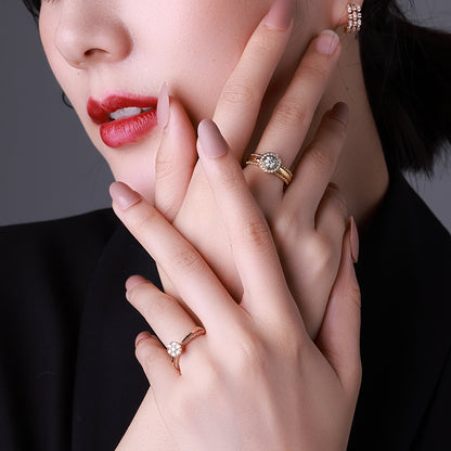 Golston Wedding™ White Fox18K Gold Diamond Ring*Queen