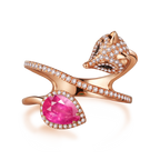 Cunning Muse Luxury White Fox Birth Ring With 14K Rose Gold Vermeil & Crystal