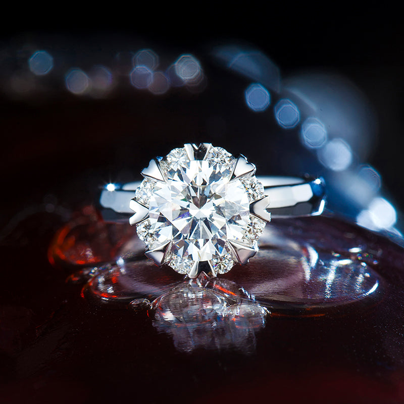 Golston Wedding™ 18K Gold Diamond Ring*Happy Garden