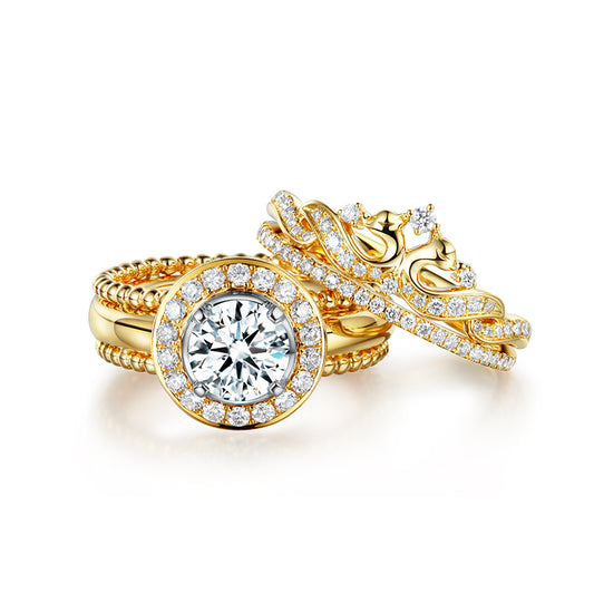 Golston Wedding™ White Fox18K Gold Diamond Ring*Queen
