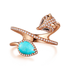 Cunning Muse Luxury White Fox Birth Ring With 14K Rose Gold Vermeil & Crystal