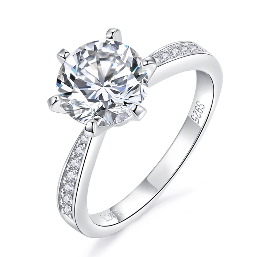 S925 Silver Six-prong  Moissanite Diamond Ring