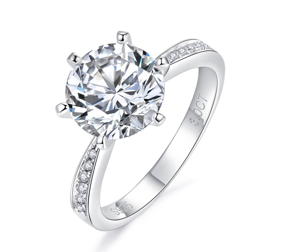 S925 Silver Six-prong  Moissanite Diamond Ring