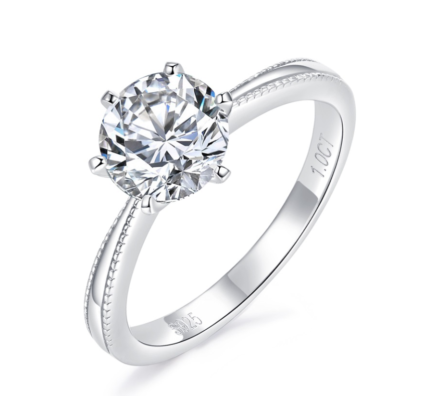 S925 Silver Moissanite Stone Ring