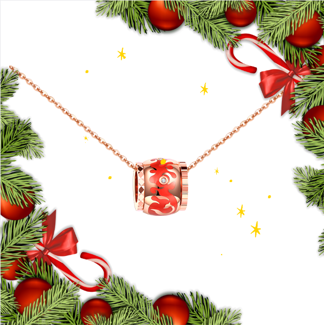 Christmas Gift Golston Eng™ 18K Rose Gold&Diamond Red Enamel Necklace