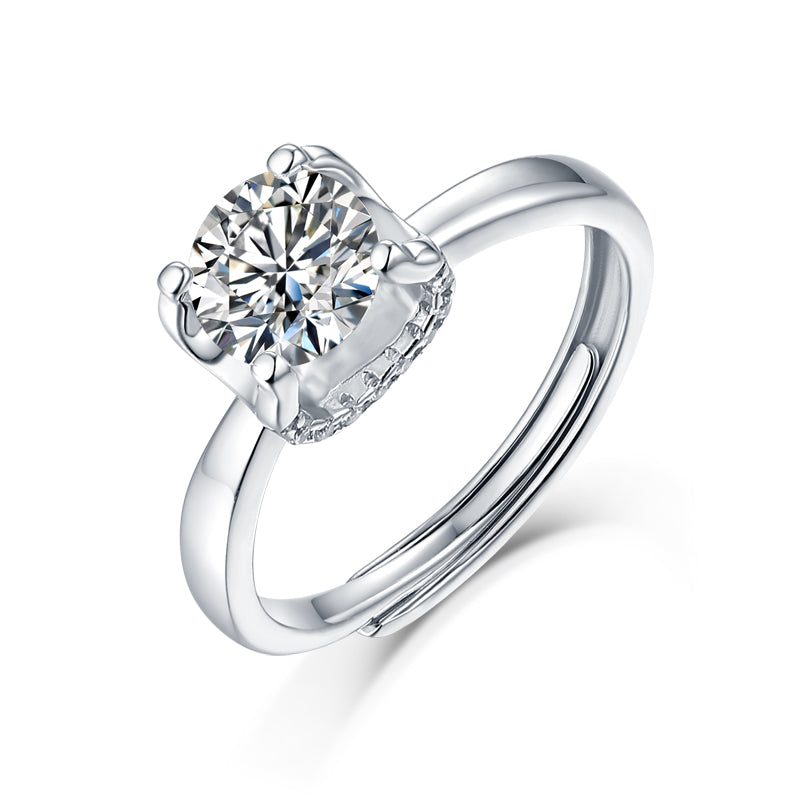 S925 Silver  Adjustable Moissanite Diamond ring R10336-6.5