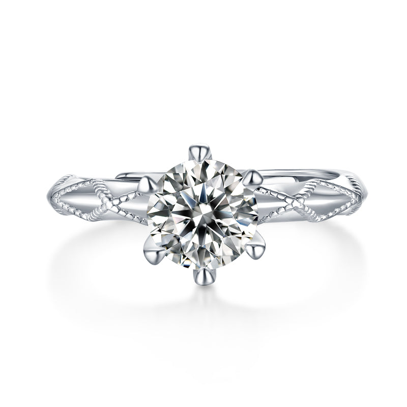 S925 Silver Adjustable Moissanite Vow of Love Rings R9251-6.5