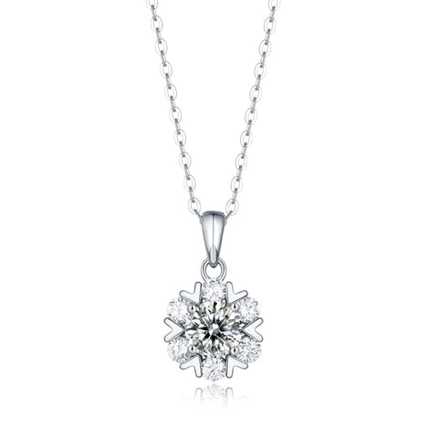 Adjustable Moissanite Romantic Snowflake necklace P10470-6.5