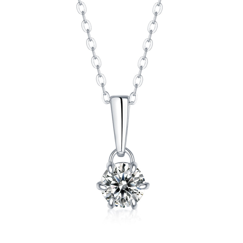 S925 Silver Moissanite Diamond Classic six Claw Pendant Necklaces PM5001