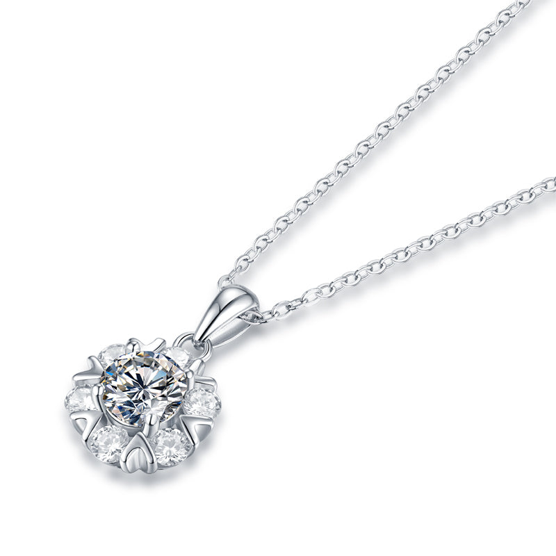 Adjustable Moissanite Romantic Snowflake necklace P10470-6.5