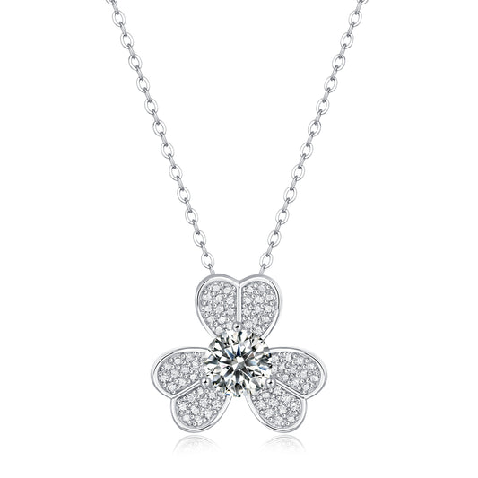 Golston™ 1ct Clover Mosan Diamond Necklace, 16-18inches Chain Adjustable*