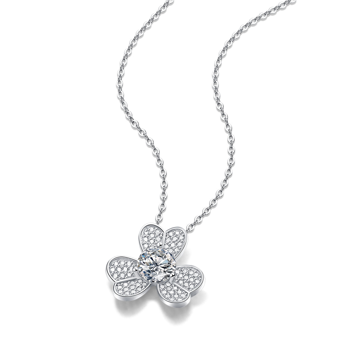 Golston™ 1ct Clover Mosan Diamond Necklace, 16-18inches Chain Adjustable*