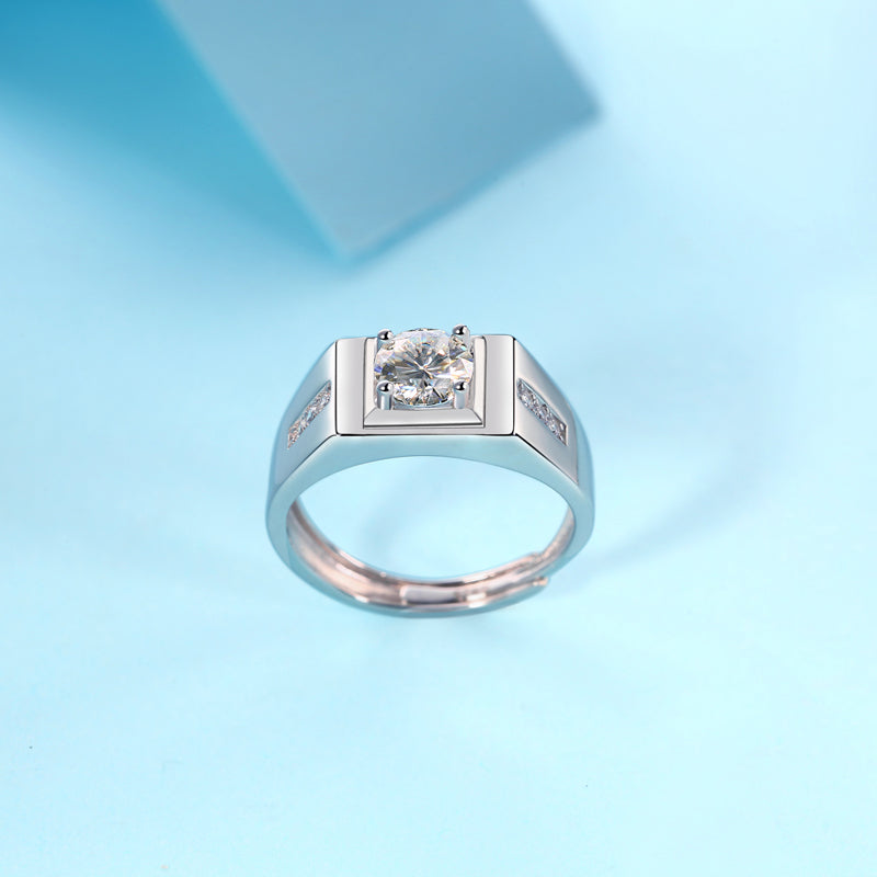 S925 Silver Adjustable Moissanite rich diamond ring for men R10679-6.5