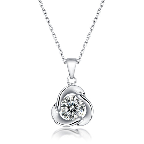 S925 Silver Adjustable Moissanite  Clover Necklace Necklaces P10672-6.5