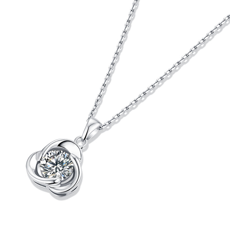 S925 Silver Adjustable Moissanite  Clover Necklace Necklaces P10672-6.5