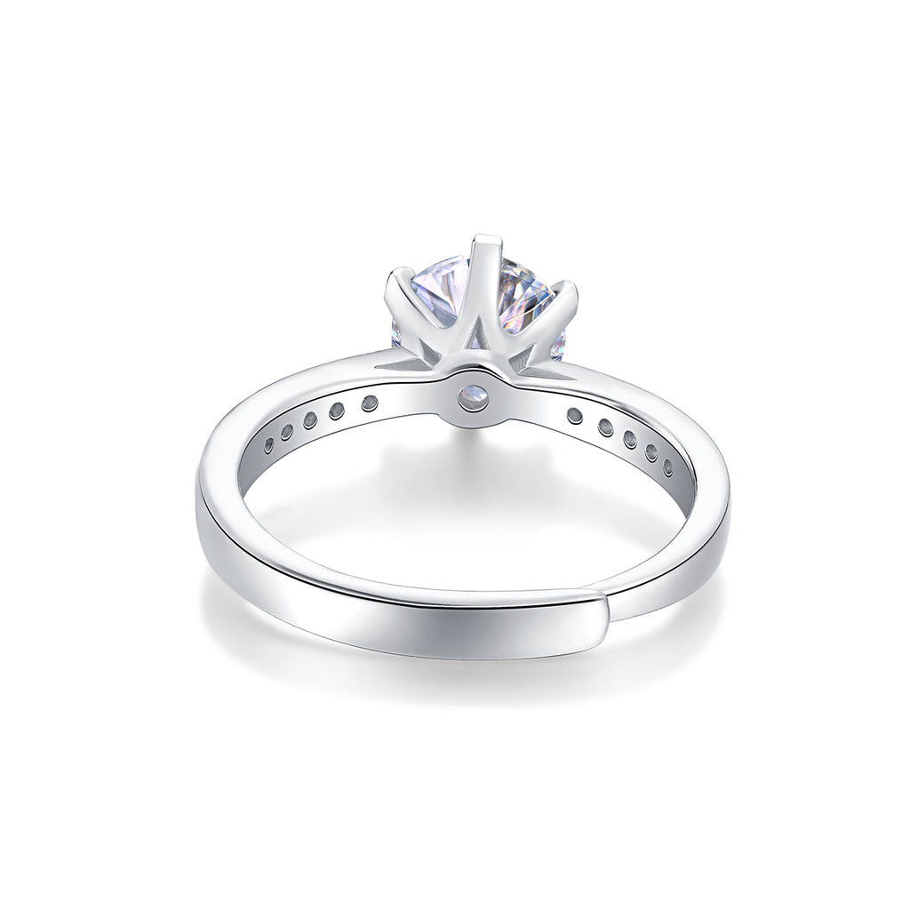 S925 Silver Adjustable Moissanite Crowning love Rings R12341-6.5
