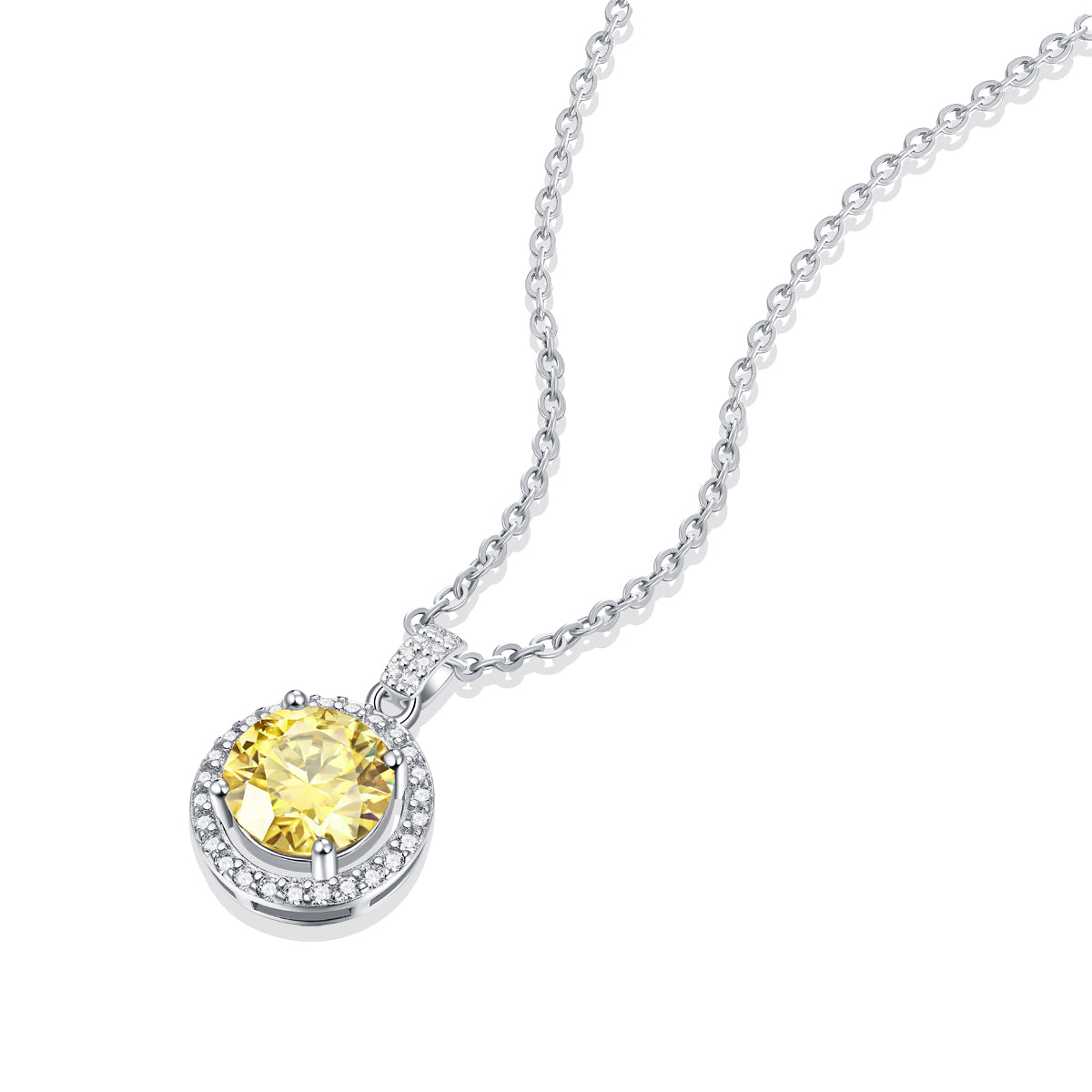 S925 Silver Adjustable Moissanite luxury inlaid round cake necklace P9373-6.5