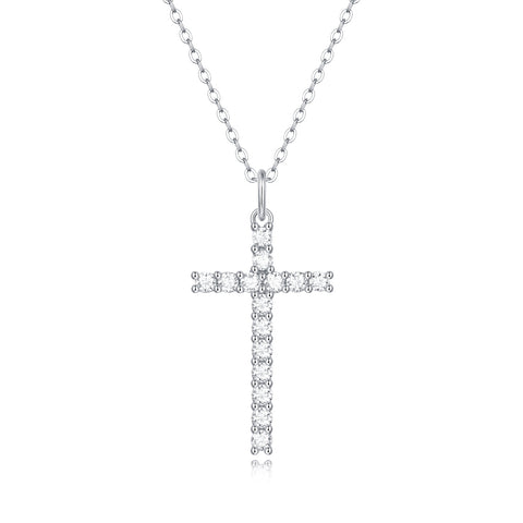 S925 Silver  Adjustable Moissanite Faith Necklaces P11546