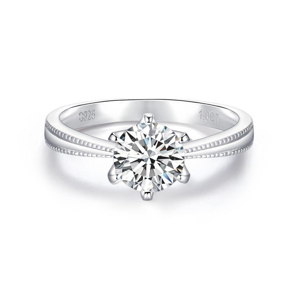 S925 SilverMoissanite Diamond Pearl Edge Six Claws Rings 1/2/3 Carat RM1004