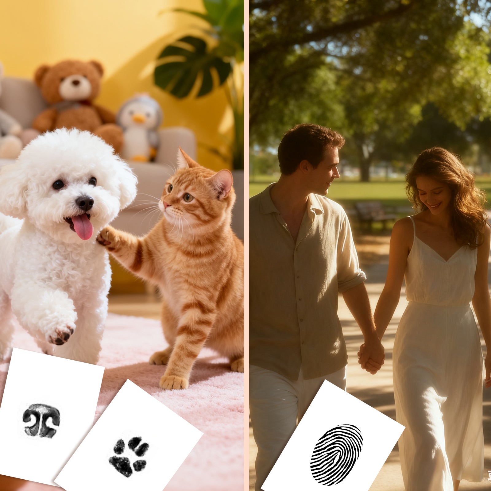 Inkless Paw and Fingerprint kit with Frame - Dog & cat paw and nose print