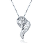 Vulpine Whisper 18K White Gold Plated Sterling Sliver Fox Luxe Pavé Pendant Necklace