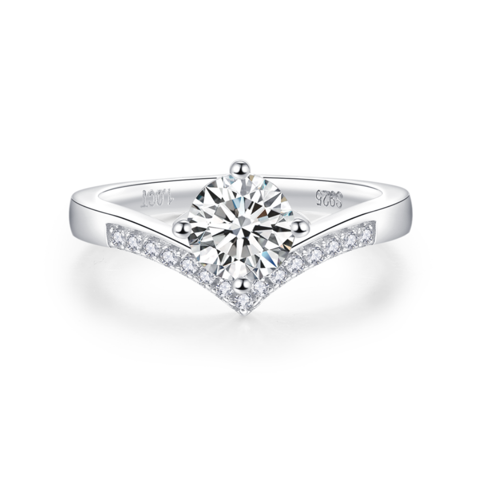 S925 Silver Moissanite Diamond  Princess Crown Rings 1/2Carat RM1022