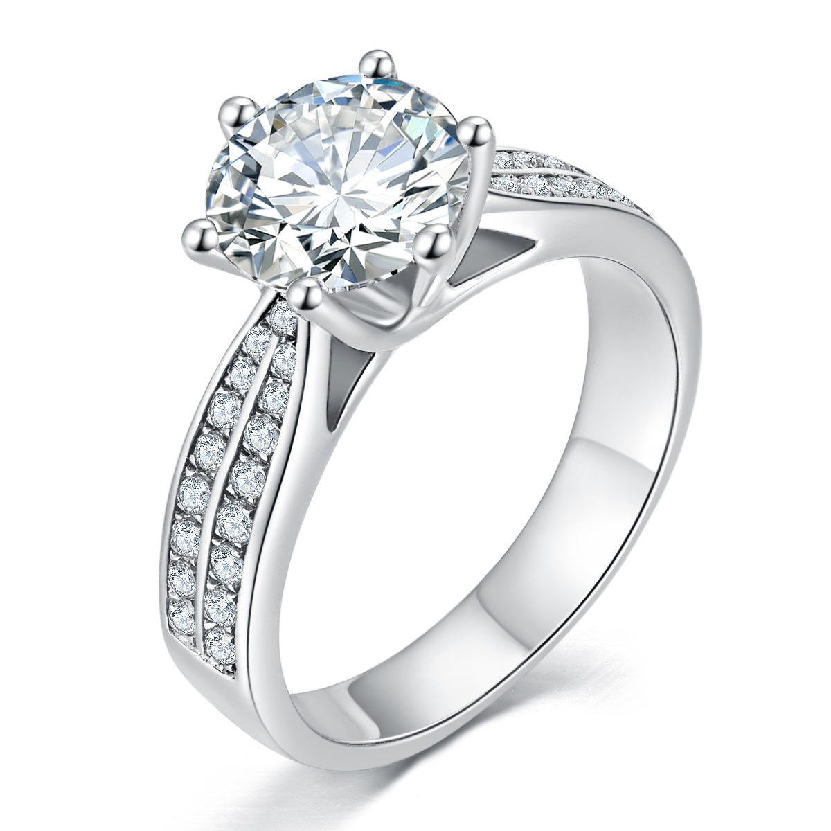 S925 Silver Moissanite Diamond Clad Ring with Zircon Edge Queen of Stars RM1034