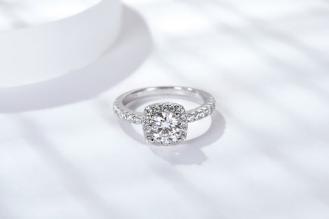 S925 Silver Moissanite Diamond Rectangle Ring